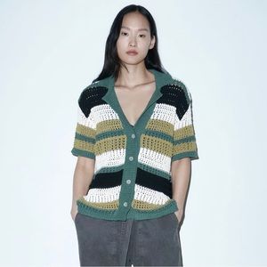 Zara Oversized Knit Polo Sweater